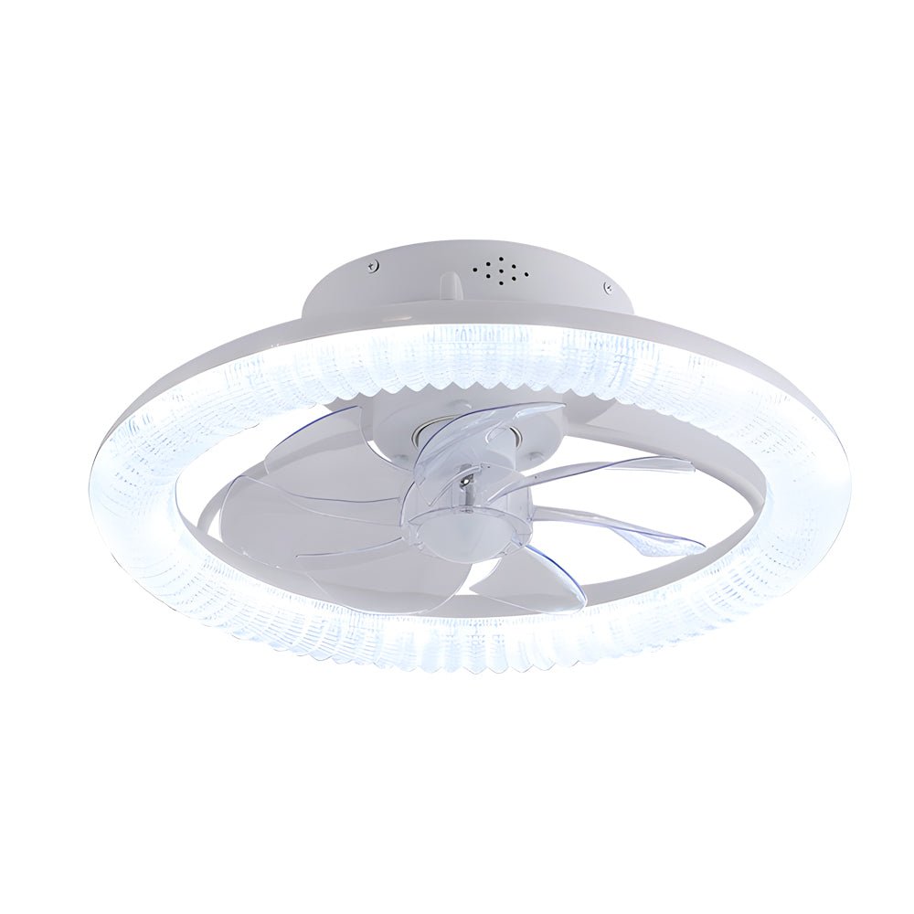 Round RGB Dimmable White Modern Ceiling Fan with Remote