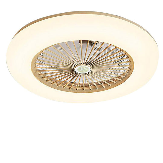 Round Flush Mount Bladeless Ceiling Fan with LED Light
