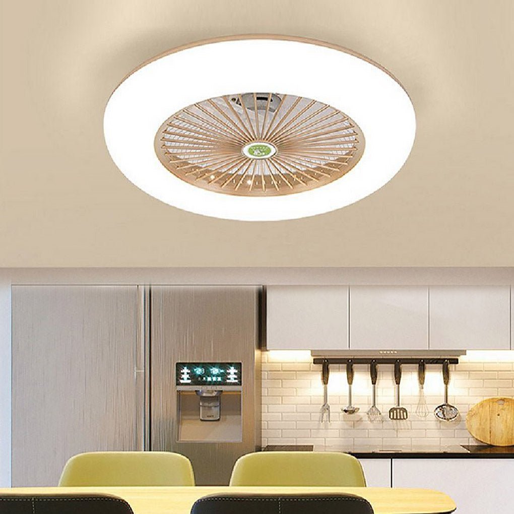 Round Flush Mount Bladeless Ceiling Fan with LED Light