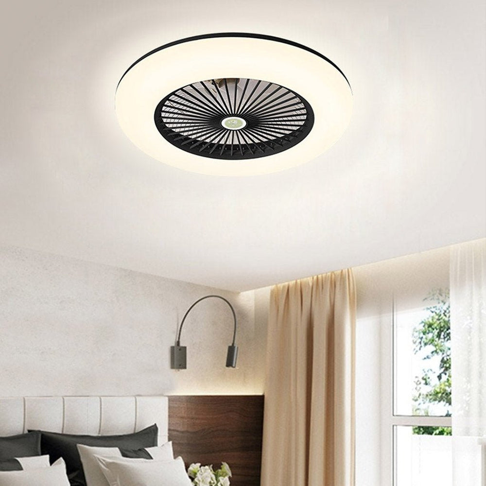 Round Flush Mount Bladeless Ceiling Fan with LED Light