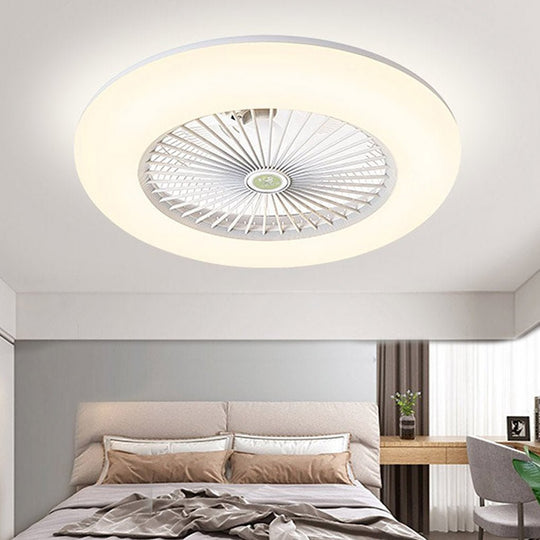 Round Flush Mount Bladeless Ceiling Fan with LED Light