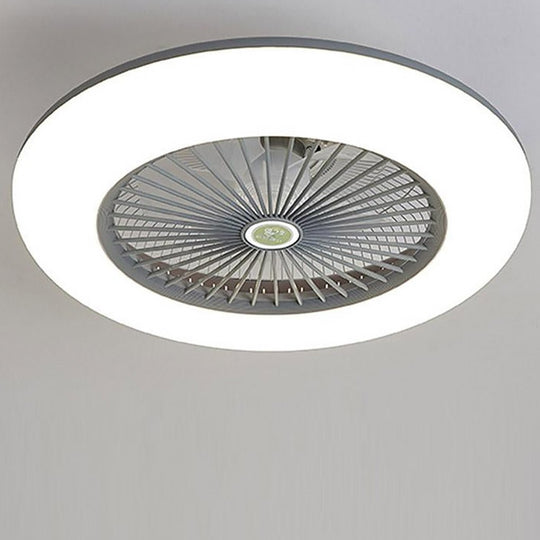 Round Flush Mount Bladeless Ceiling Fan with LED Light