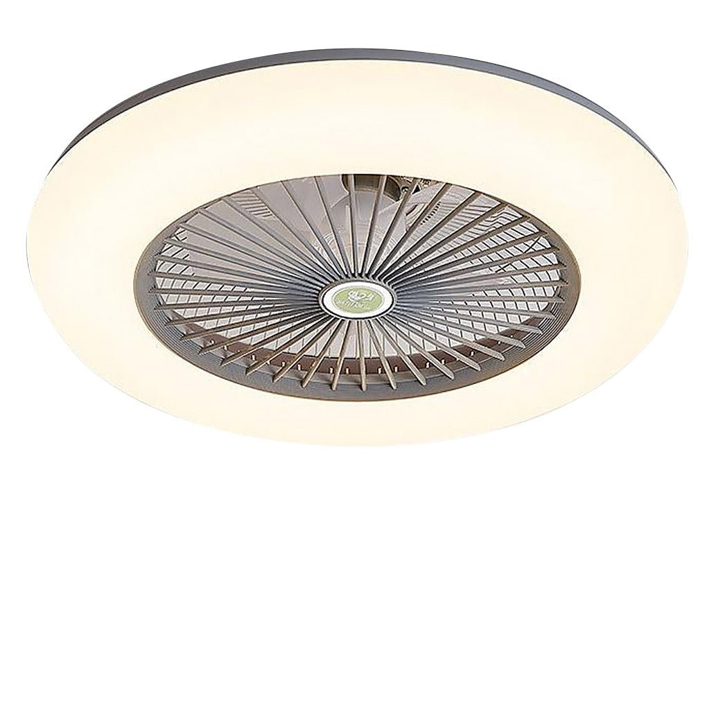 Round Flush Mount Bladeless Ceiling Fan with LED Light