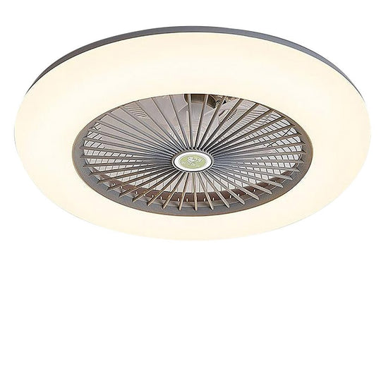 Round Flush Mount Bladeless Ceiling Fan with LED Light
