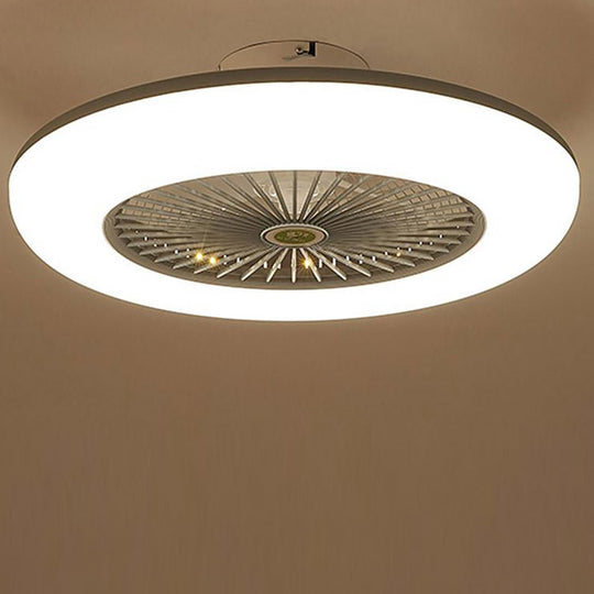 Round Flush Mount Bladeless Ceiling Fan with LED Light