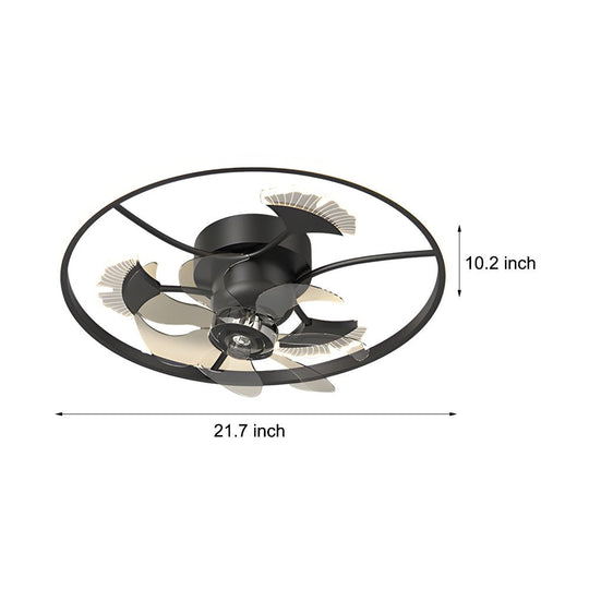 Round Ginkgo Leaves 3-Step Dimming Modern Ceiling Fan Light – Black or Gold