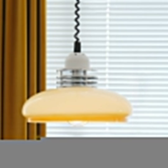 Round Glass Cream Retractable 3 Step Dimming Retro Nordic Pendant Lights