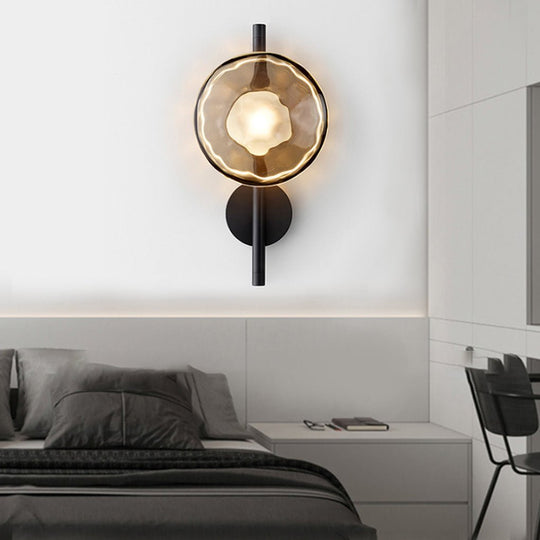 Round Glass Shell Design Wall Sconce