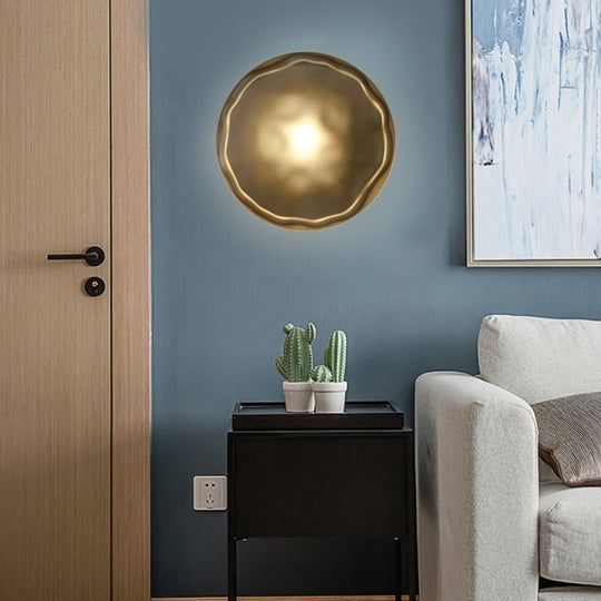 Round Glass Shell Design Wall Sconce