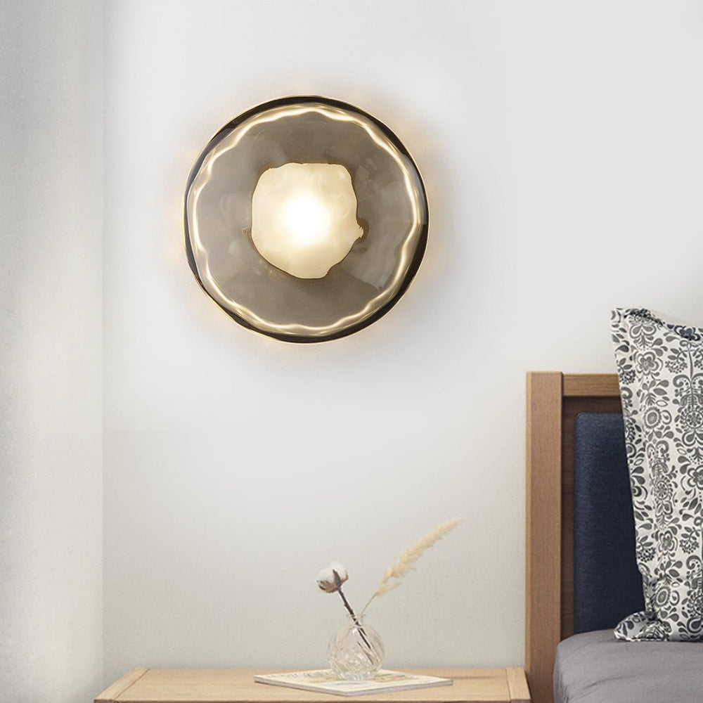 Round Glass Shell Design Wall Sconce