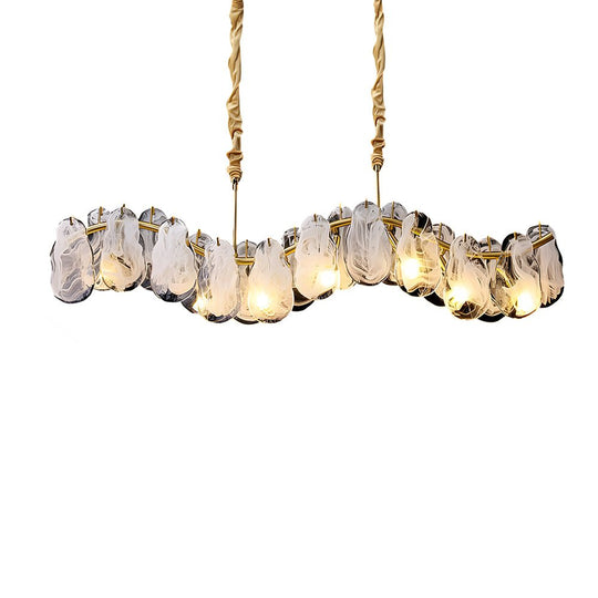 Round & Long Wave Glass Clouds LED Chandelier – 3-Step Dimming