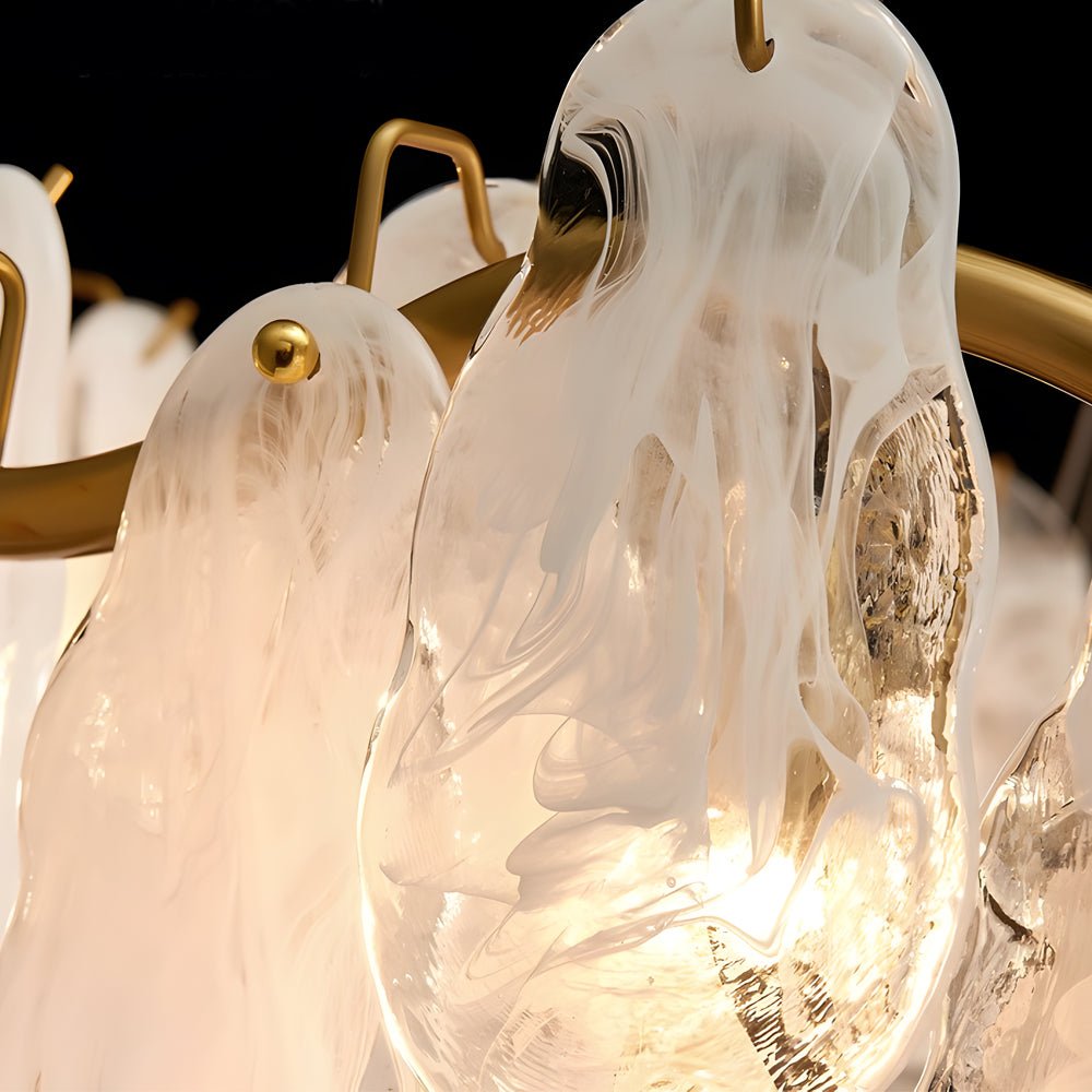 Round & Long Wave Glass Clouds LED Chandelier – 3-Step Dimming