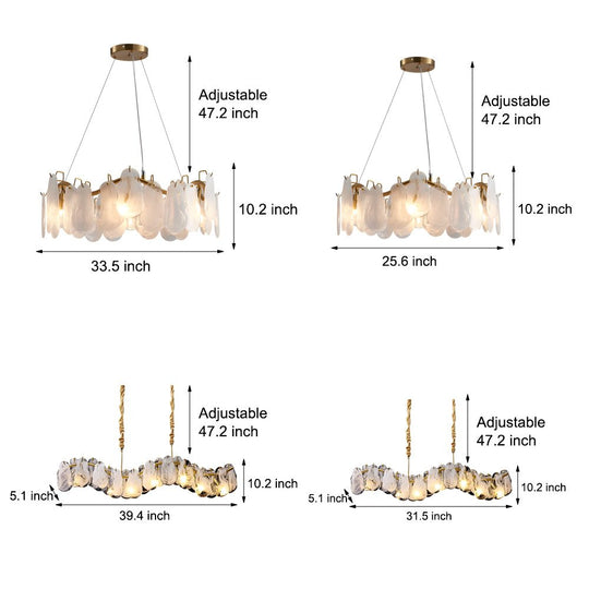 Round & Long Wave Glass Clouds LED Chandelier – 3-Step Dimming