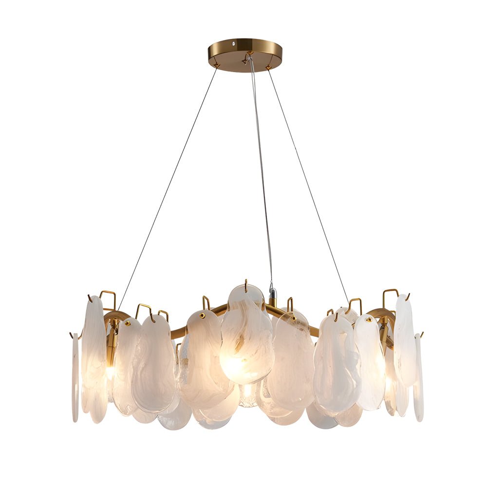 Round & Long Wave Glass Clouds LED Chandelier – 3-Step Dimming