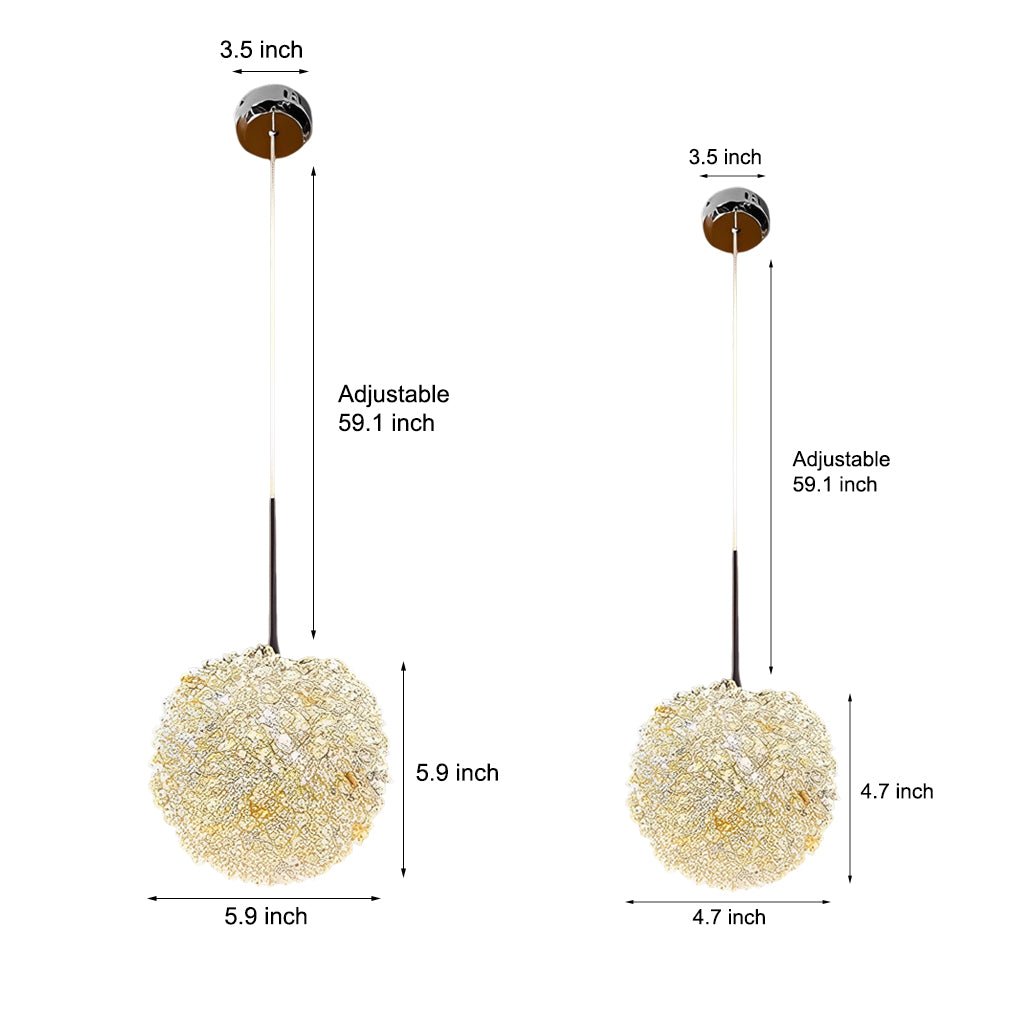 Round Luxurious Crystal Ball Three Step Dimming Modern Pendant Light