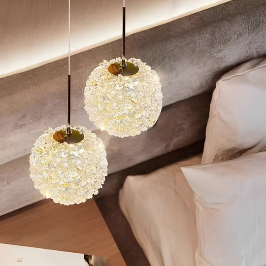 Round Luxurious Crystal Ball Three Step Dimming Modern Pendant Light