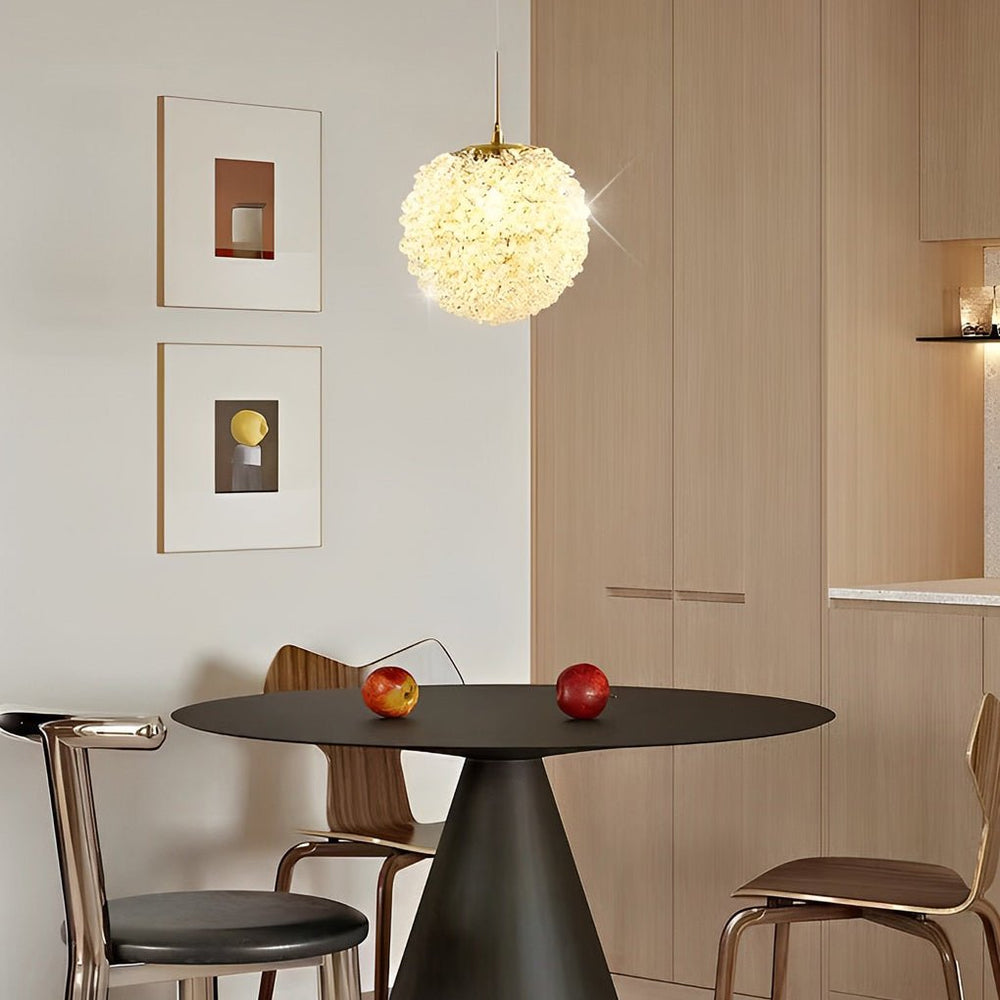Round Luxurious Crystal Ball Three Step Dimming Modern Pendant Light