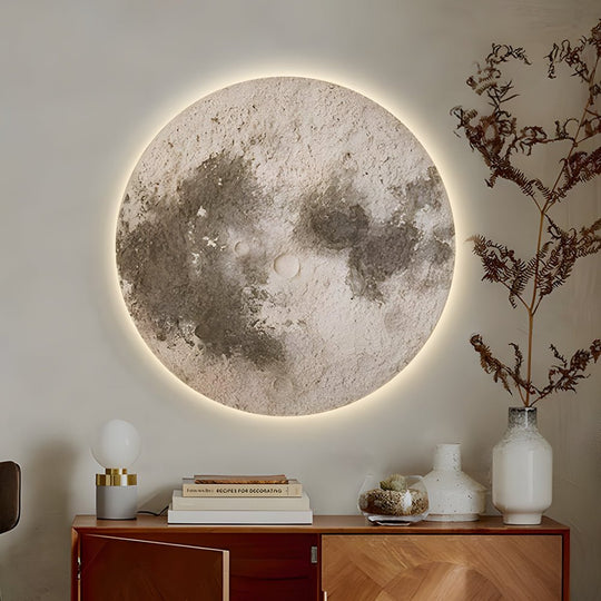 Round Moon 3D Sandstone USB Voice Control Decorative Painting