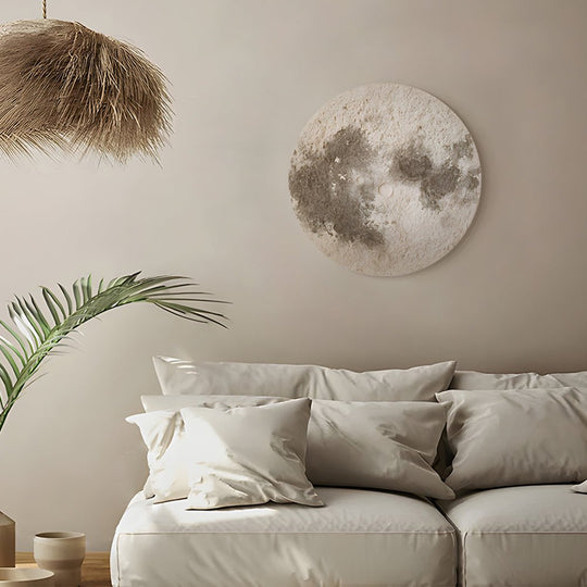 Round Moon 3D Sandstone USB Voice Control Decorative Painting