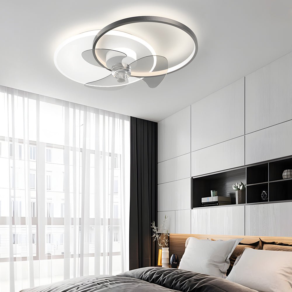 Round Gold 23.6" Flush Mount Silent Ceiling Fan with 3-Step Dimmable LED