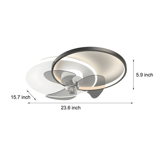 Round Gold 23.6" Flush Mount Silent Ceiling Fan with 3-Step Dimmable LED