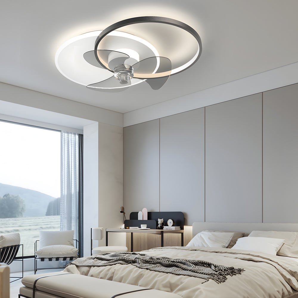 Round Gold 23.6" Flush Mount Silent Ceiling Fan with 3-Step Dimmable LED
