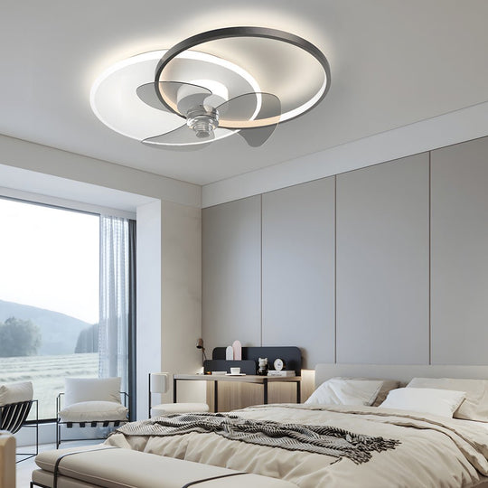 Round Gold 23.6" Flush Mount Silent Ceiling Fan with 3-Step Dimmable LED
