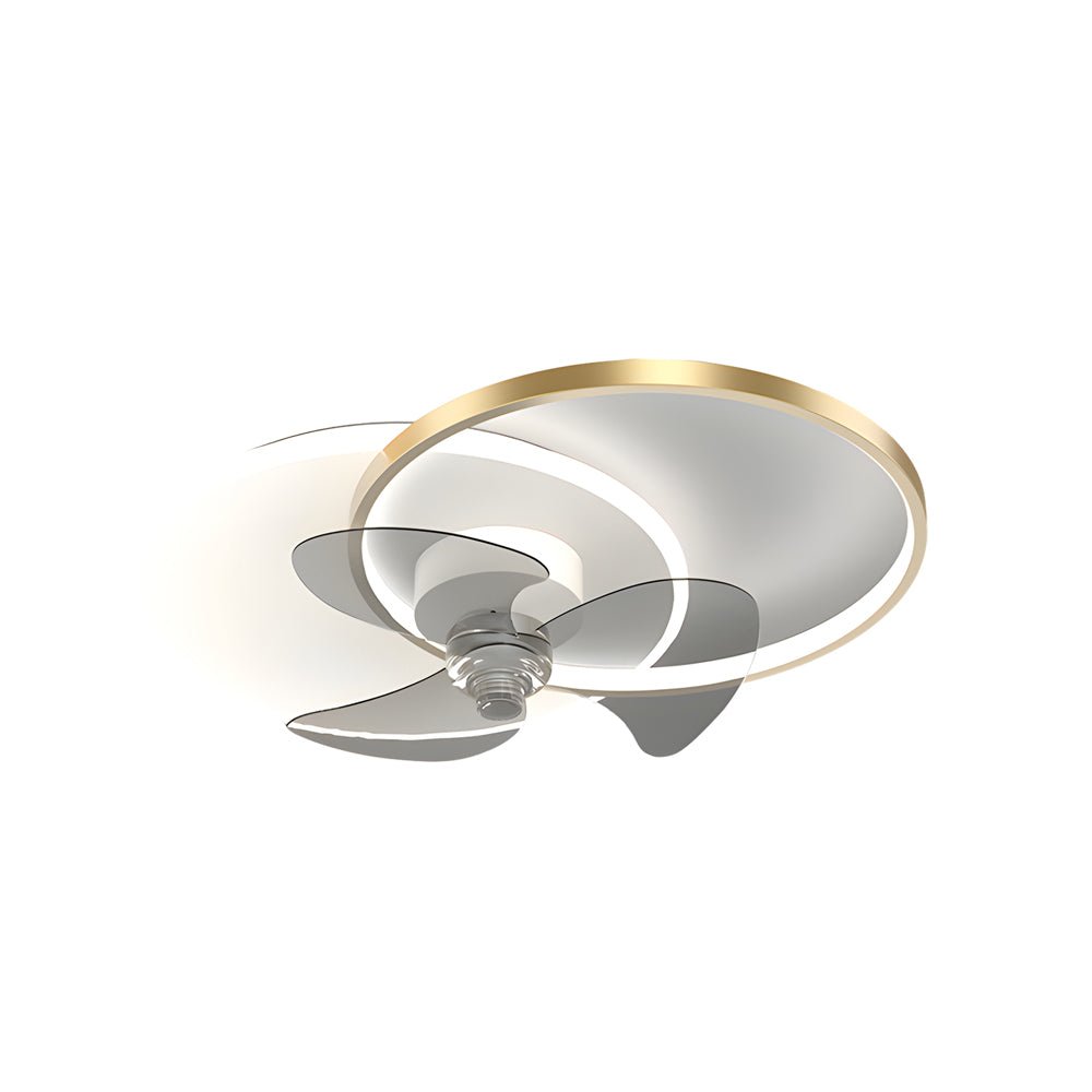 Round Gold 23.6" Flush Mount Silent Ceiling Fan with 3-Step Dimmable LED