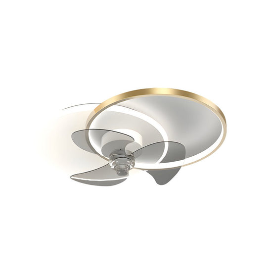 Round Gold 23.6" Flush Mount Silent Ceiling Fan with 3-Step Dimmable LED