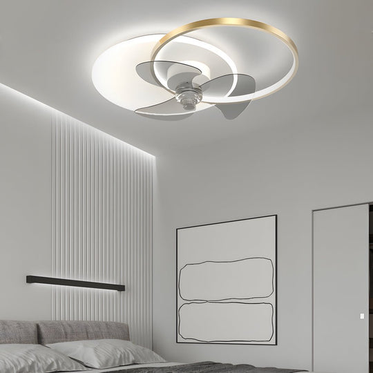 Round Gold 23.6" Flush Mount Silent Ceiling Fan with 3-Step Dimmable LED
