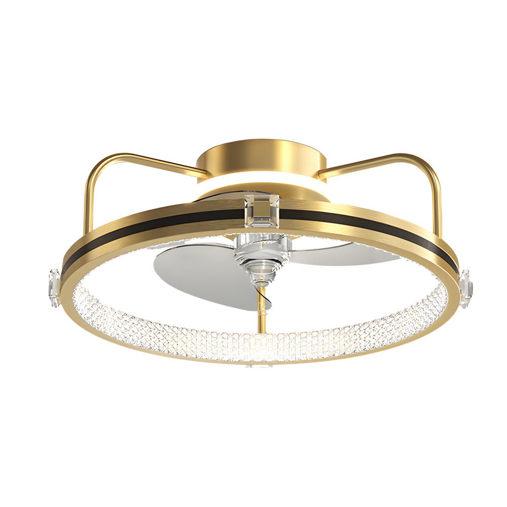 Round Gold 19.7" Silent Ceiling Fan with 3-Step Dimmable LED – Flush Mount
