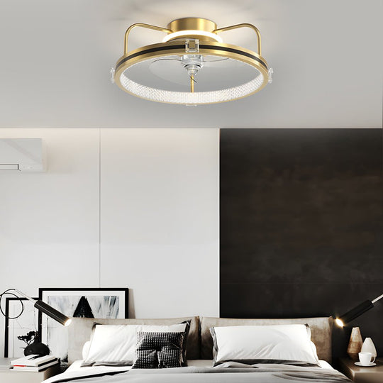Round Gold 19.7" Silent Ceiling Fan with 3-Step Dimmable LED – Flush Mount