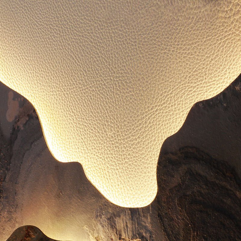 Round Natural Rock Slab LED Wall Light with Mountain Scenery Design