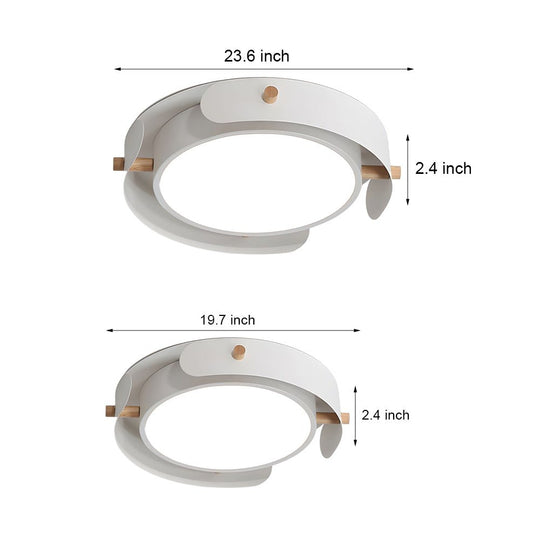 Nordic Round Wood Drum Flush Mount Ceiling Light
