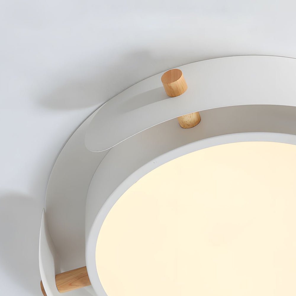 Nordic Round Wood Drum Flush Mount Ceiling Light