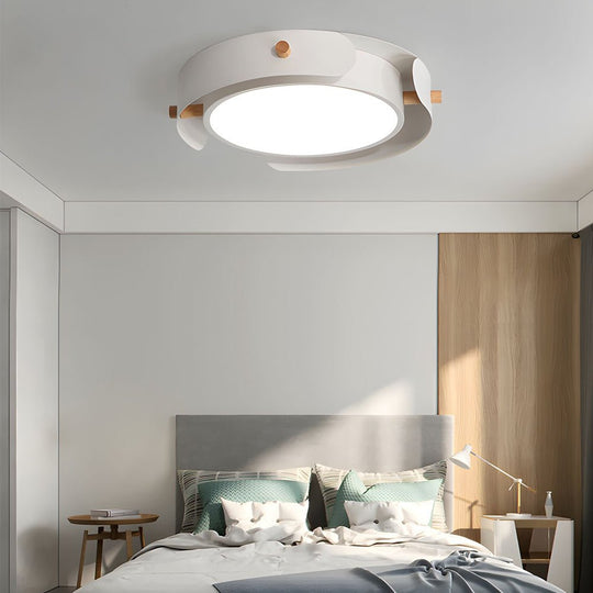 Nordic Round Wood Drum Flush Mount Ceiling Light