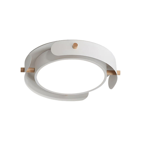Nordic Round Wood Drum Flush Mount Ceiling Light