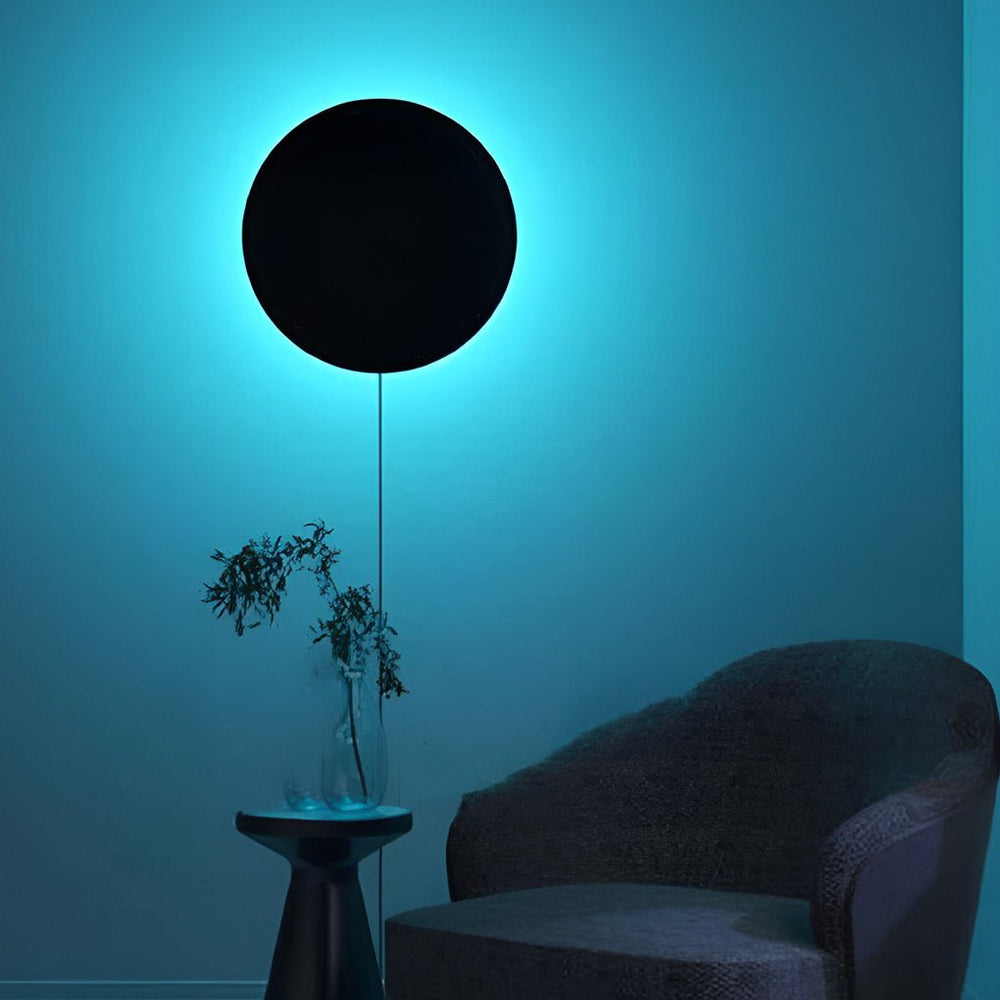 Round RGB LED Wall Sconce – Remote Control Black Modern Light