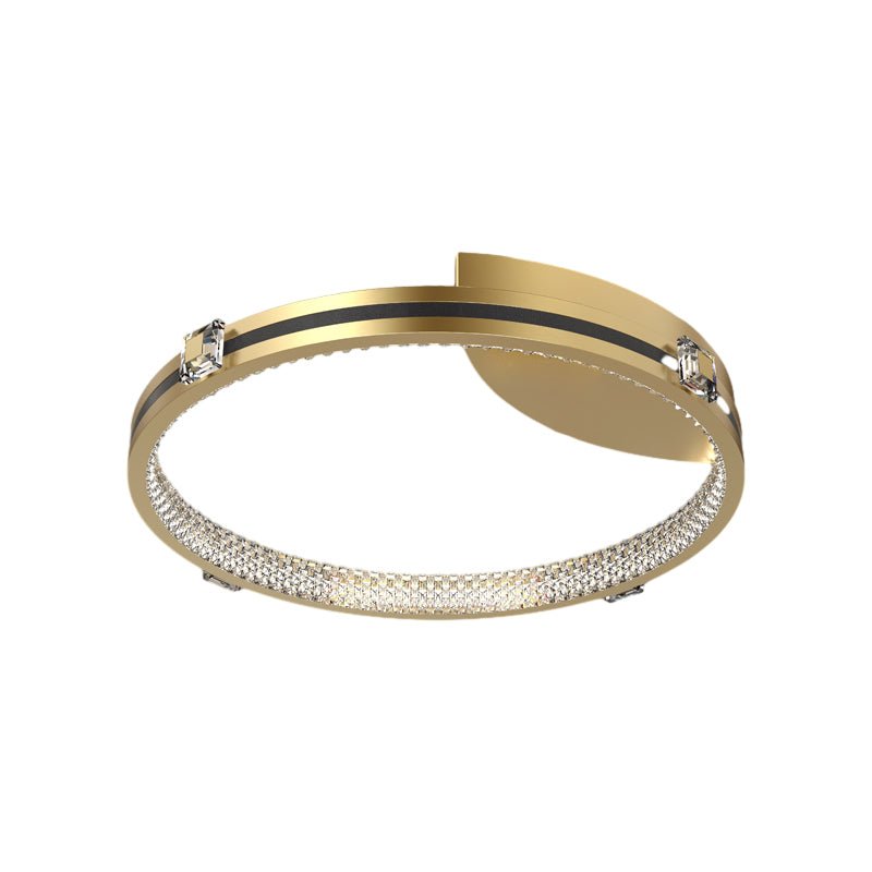 Round Ring Three Step Dimming Crystal Modern Ceiling Light with Spotlights