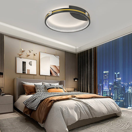 Round Ring Three Step Dimming Crystal Modern Ceiling Light with Spotlights
