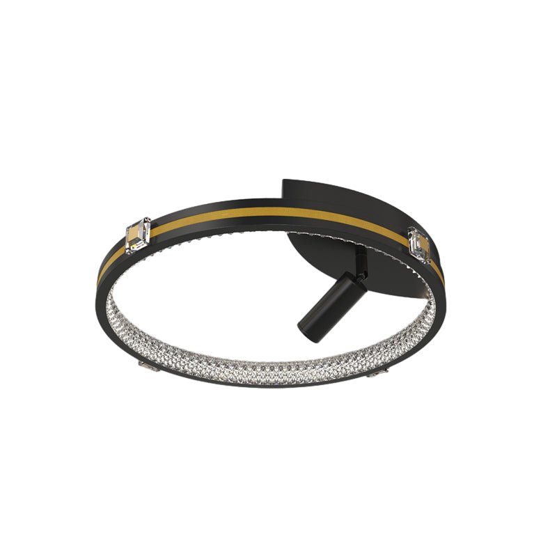 Round Ring Three Step Dimming Crystal Modern Ceiling Light with Spotlights