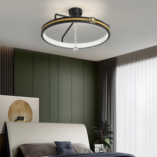 Crystal Glass Ball Ring Ceiling Light with 3-Step Dimming