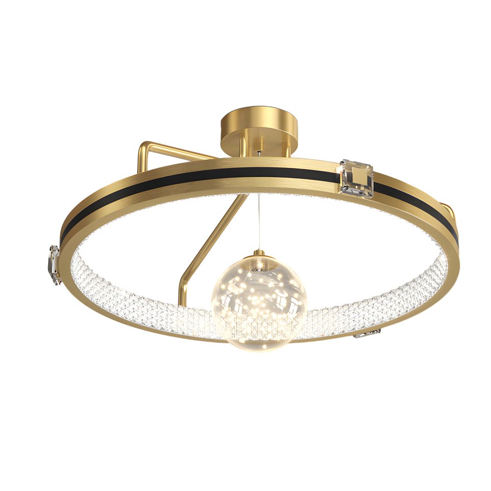 Crystal Glass Ball Ring Ceiling Light with 3-Step Dimming