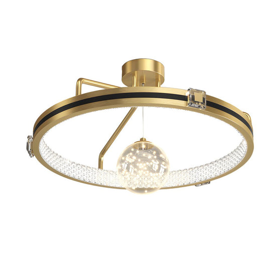 Crystal Glass Ball Ring Ceiling Light with 3-Step Dimming