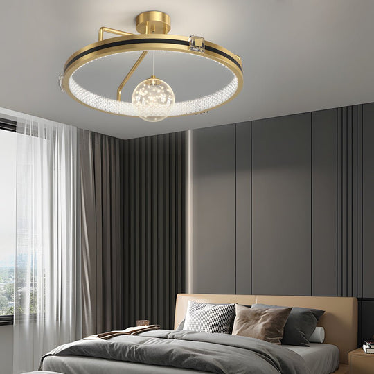 Crystal Glass Ball Ring Ceiling Light with 3-Step Dimming
