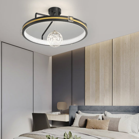 Crystal Glass Ball Ring Ceiling Light with 3-Step Dimming