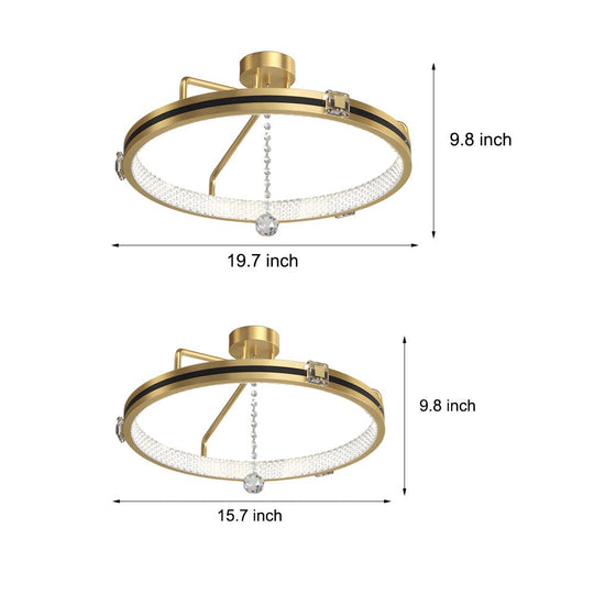 Crystal Glass Ball Ring Ceiling Light with 3-Step Dimming