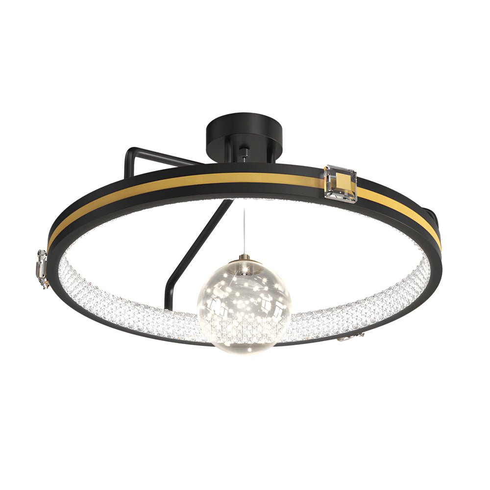 Crystal Glass Ball Ring Ceiling Light with 3-Step Dimming