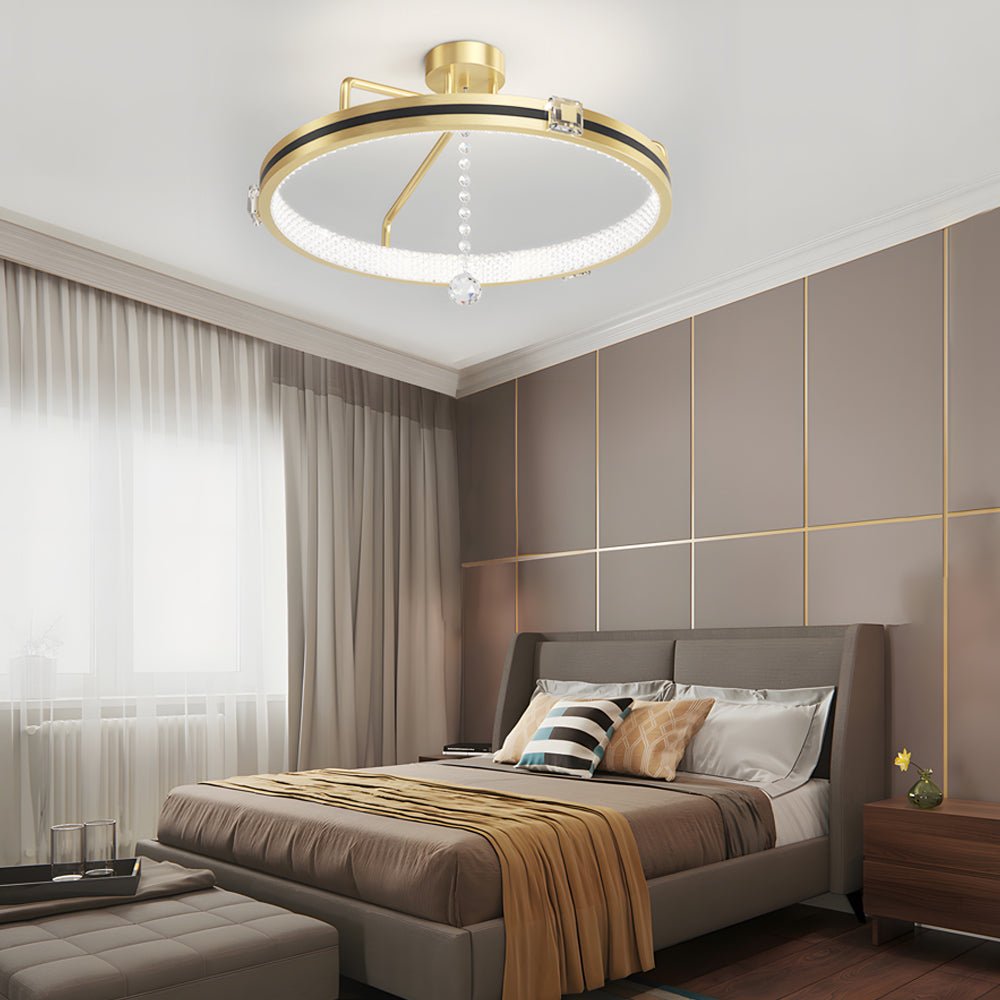 Crystal Glass Ball Ring Ceiling Light with 3-Step Dimming