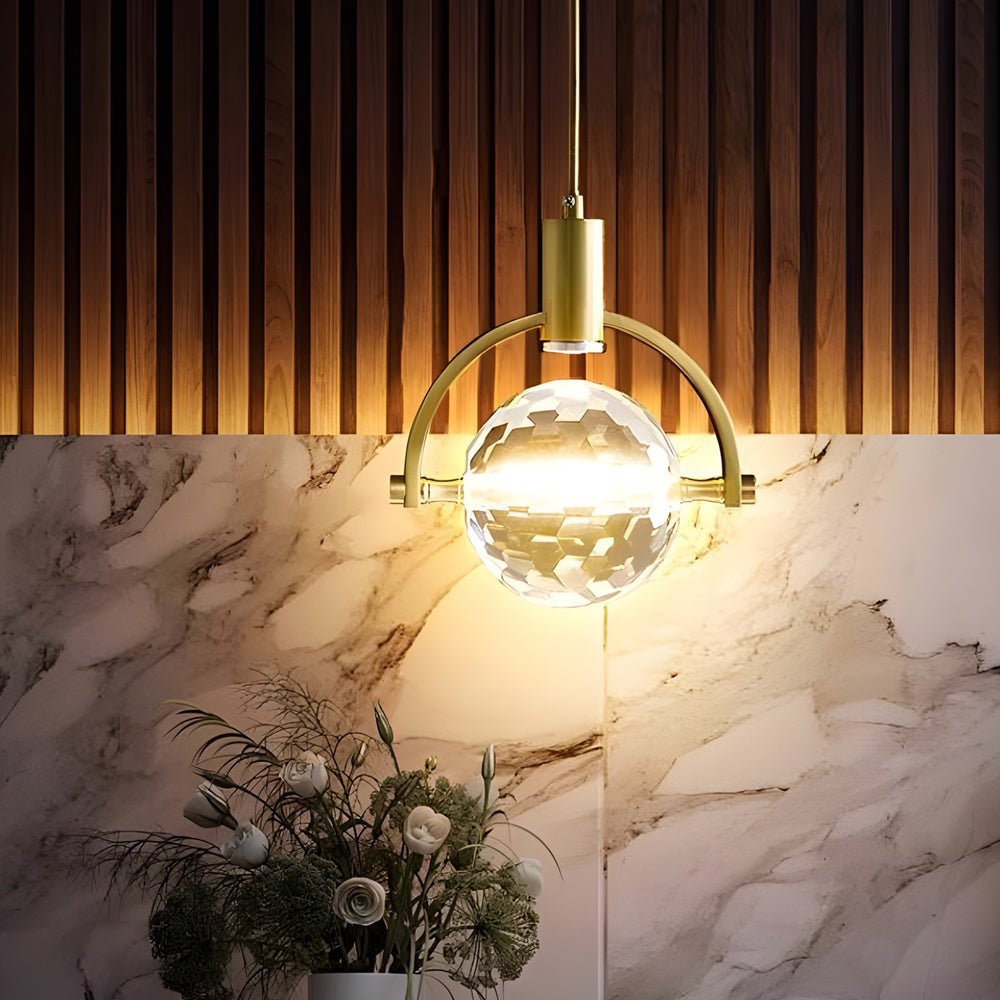 Round & Semicircle Crystal Ball Pendant Lamp – Modern LED Design
